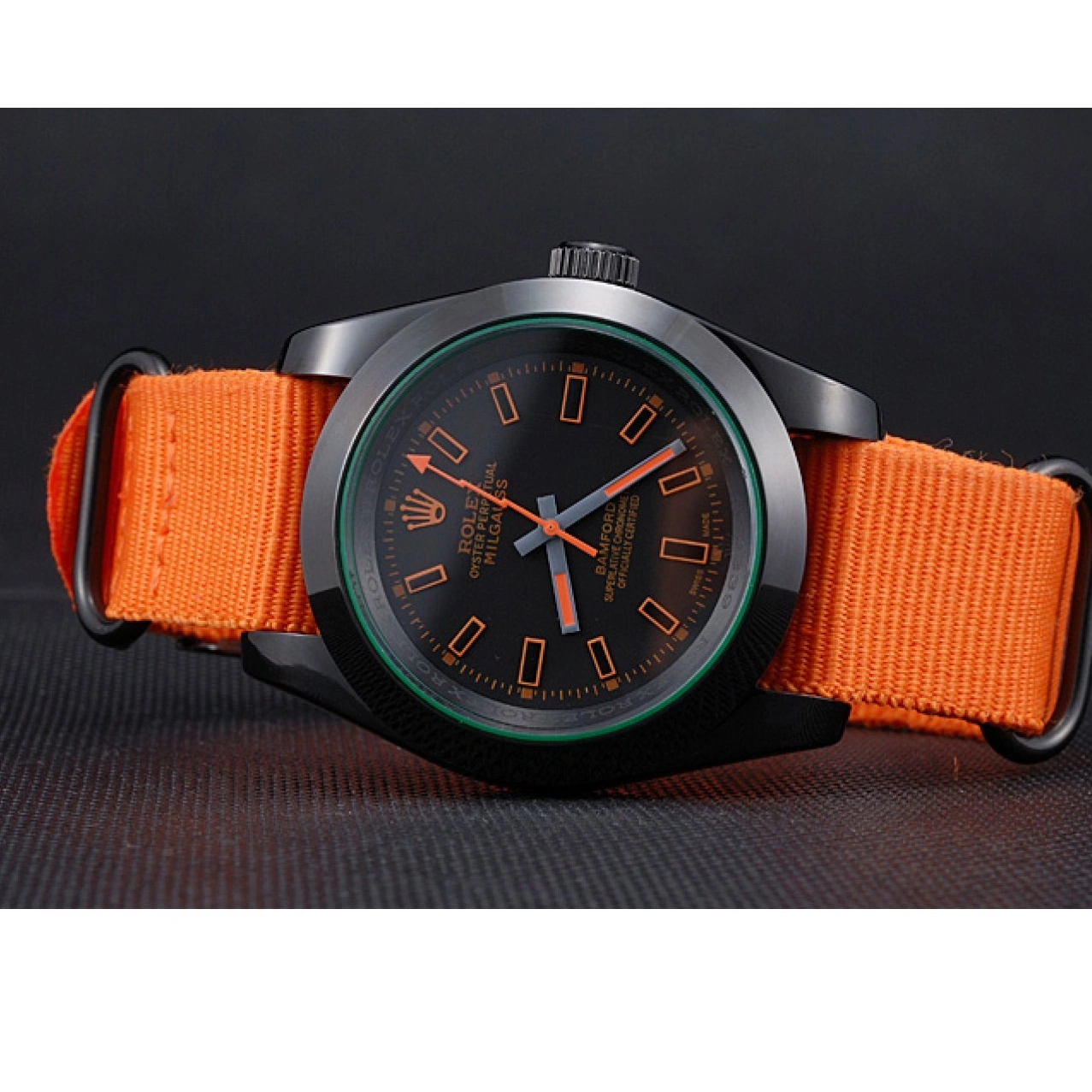 Aaa replica watch Nylon Strap Orange Milgauss Bamford Rolex 622003 0717